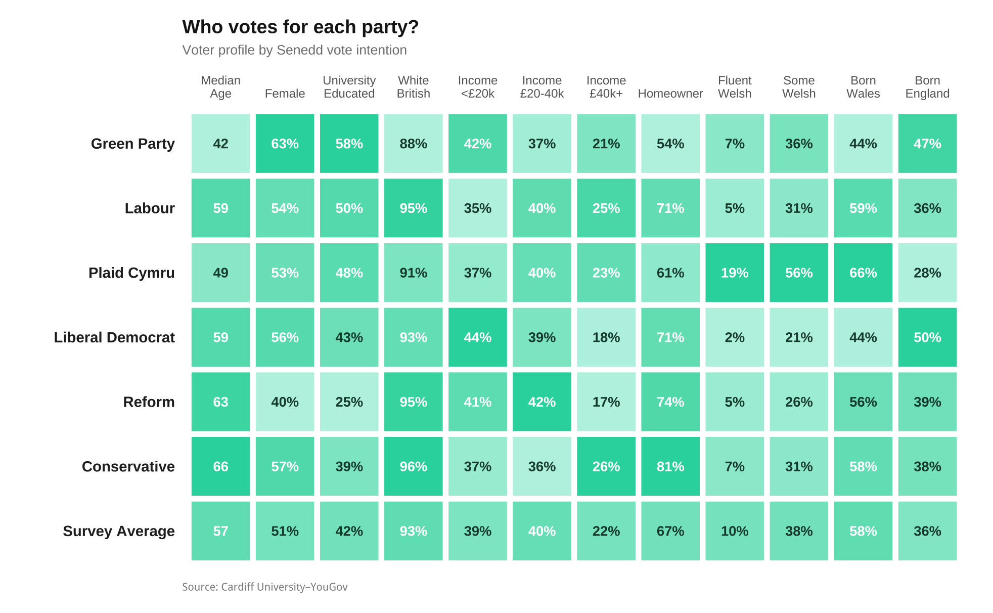 Demographics and 2026 vote intention.